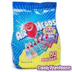 AirHeads Taffy Mini Candy Bars: 80-Piece Bag 6 AirHeads Taffy Mini Candy Bars: 80-Piece Bag -CANDY WAREHOUSE Sales airheads taffy mini candy bars 80 piece bag candy warehouse 3