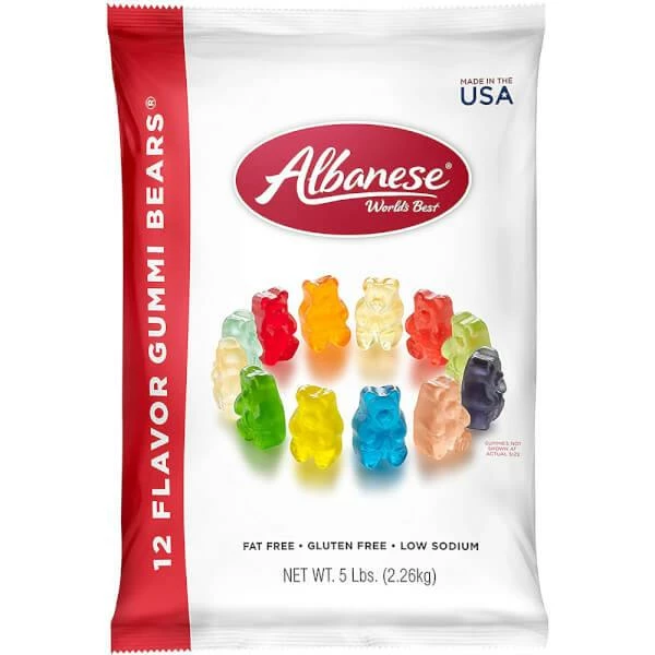 Albanese Gourmet 12-Flavors Gummy Bears: 5LB Bag 2 Albanese Gourmet 12-Flavors Gummy Bears: 5LB Bag - Image 2