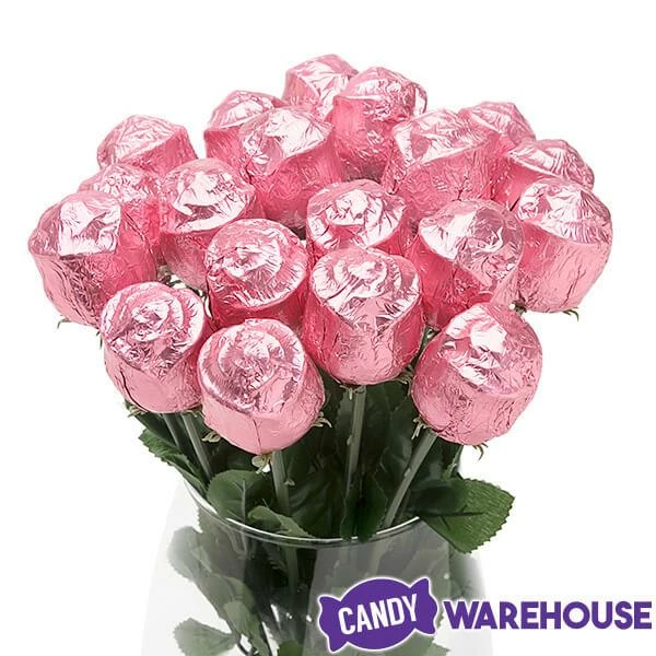 Albert's Foiled Milk Chocolate Roses - Pink: 20-Piece Bouquet 2 Albert's Foiled Milk Chocolate Roses - Pink: 20-Piece Bouquet - Image 2