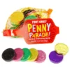 Assorted Colors Foiled Milk Chocolate Penny Parade Coins In Mesh Bags: 20-Piece Box
