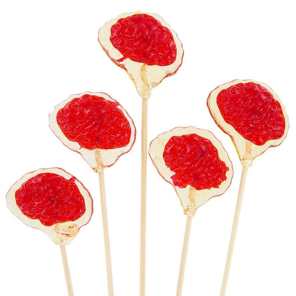 Brain Hard Candy Lollipops: 12-Piece Bag 1 Brain Hard Candy Lollipops: 12-Piece Bag