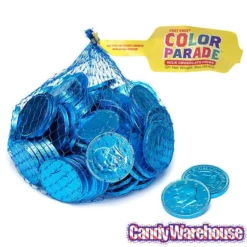 Caribbean Blue Foiled Milk Chocolate Coins: 1LB Bag -CANDY WAREHOUSE Sales caribbean blue foiled milk chocolate coins 1lb bag candy warehouse 4