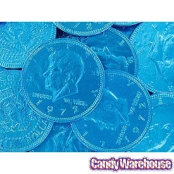 Caribbean Blue Foiled Milk Chocolate Coins: 1LB Bag -CANDY WAREHOUSE Sales caribbean blue foiled milk chocolate coins 1lb bag candy warehouse 5