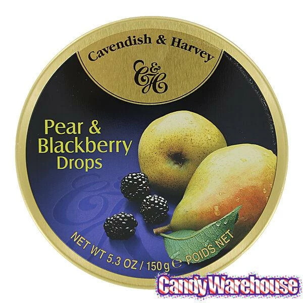 Cavendish & Harvey Hard Candy Drops Tins - Pear & Blackberry: 12-Piece Box 3 Cavendish & Harvey Hard Candy Drops Tins - Pear & Blackberry: 12-Piece Box - Image 3