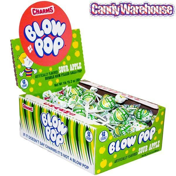 Charms Blow Pops - Sour Apple: 48-Piece Box 2 Charms Blow Pops - Sour Apple: 48-Piece Box - Image 2