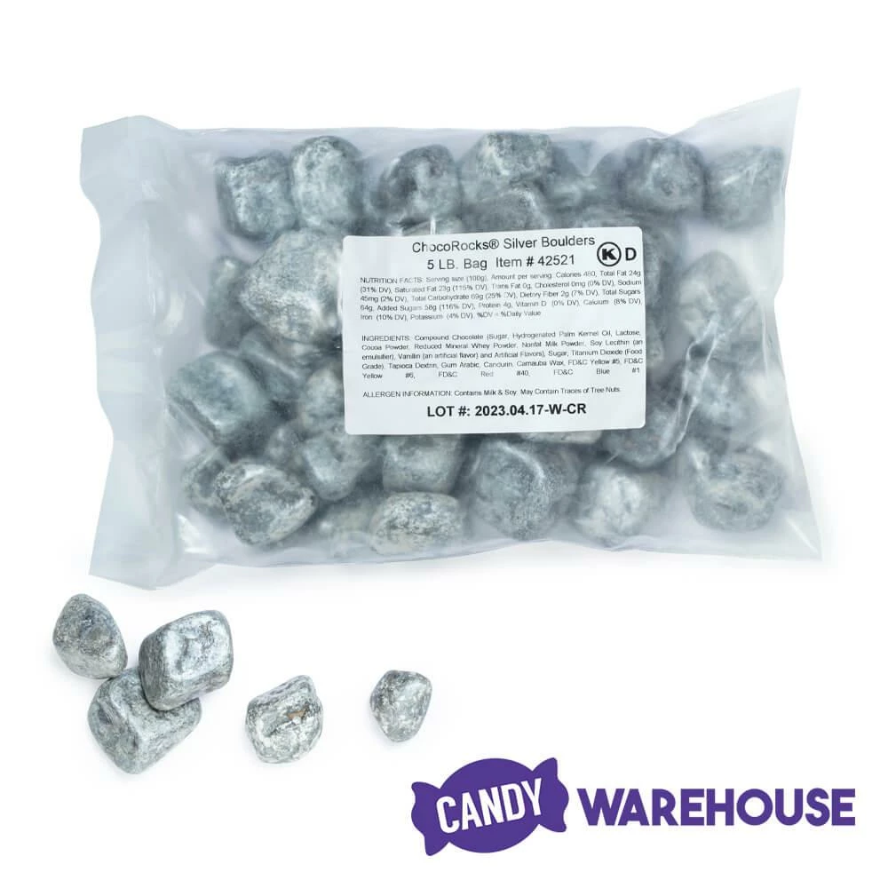 Chocolate Rocks Silver Boulders Candy: 5LB Bag 2 Chocolate Rocks Silver Boulders Candy: 5LB Bag - Image 2