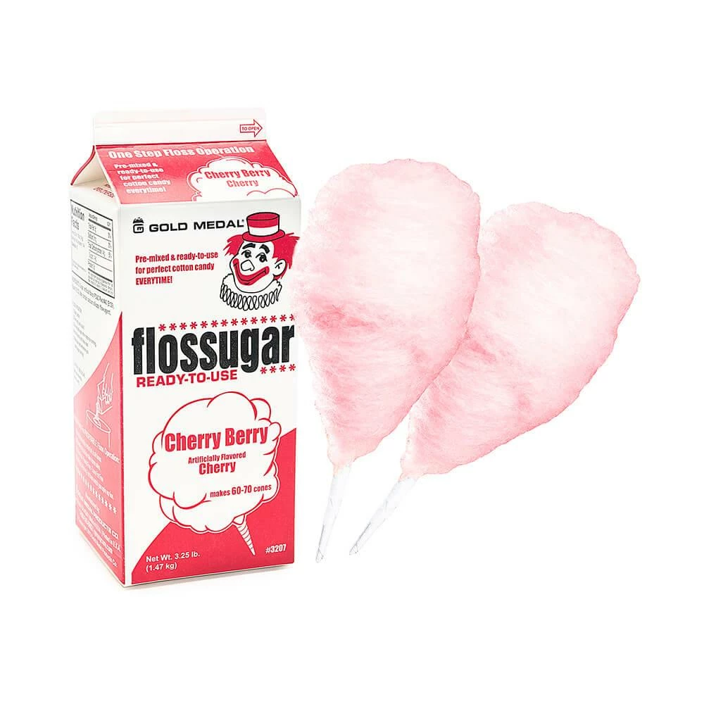 Cotton Candy Floss Sugar - Cherry: Half Gallon Carton 1 Cotton Candy Floss Sugar - Cherry: Half Gallon Carton