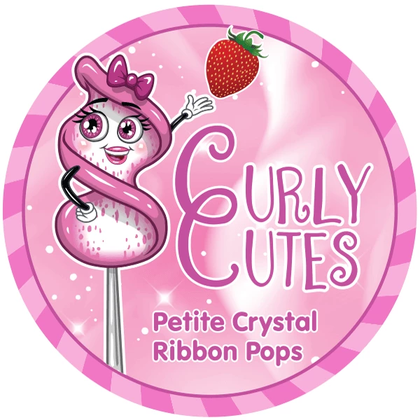 CurlyCutes Petite Crystal Ribbon Pops - Pink Strawberry: 20-Piece Jar 3 CurlyCutes Petite Crystal Ribbon Pops - Pink Strawberry: 20-Piece Jar - Image 3
