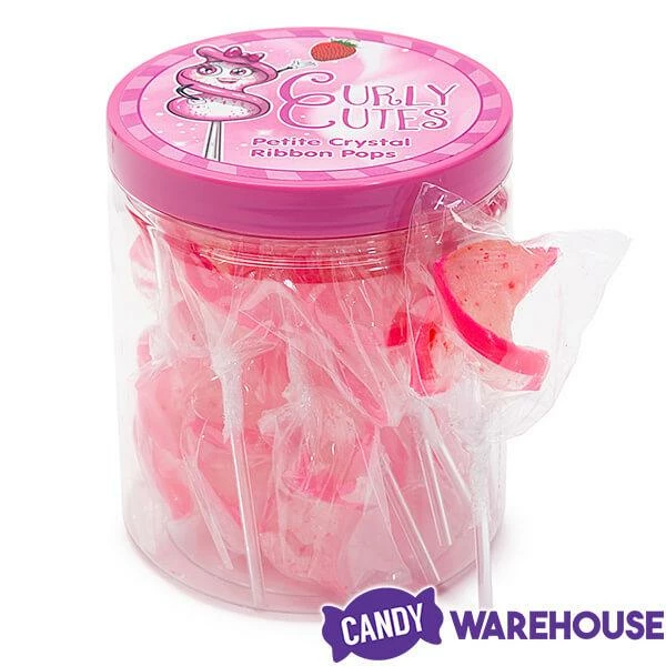CurlyCutes Petite Crystal Ribbon Pops - Pink Strawberry: 20-Piece Jar 5 CurlyCutes Petite Crystal Ribbon Pops - Pink Strawberry: 20-Piece Jar - Image 5