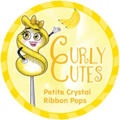 CurlyCutes Petite Crystal Ribbon Pops - Yellow Banana: 20-Piece Jar -CANDY WAREHOUSE Sales curlycutes petite crystal ribbon pops yellow banana 20 piece jar candy warehouse 4