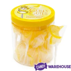 CurlyCutes Petite Crystal Ribbon Pops - Yellow Banana: 20-Piece Jar -CANDY WAREHOUSE Sales curlycutes petite crystal ribbon pops yellow banana 20 piece jar candy warehouse 5
