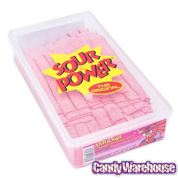 Dorval Sour Power Belts Candy - Strawberry: 150-Piece Tub 3 Dorval Sour Power Belts Candy - Strawberry: 150-Piece Tub - Image 3