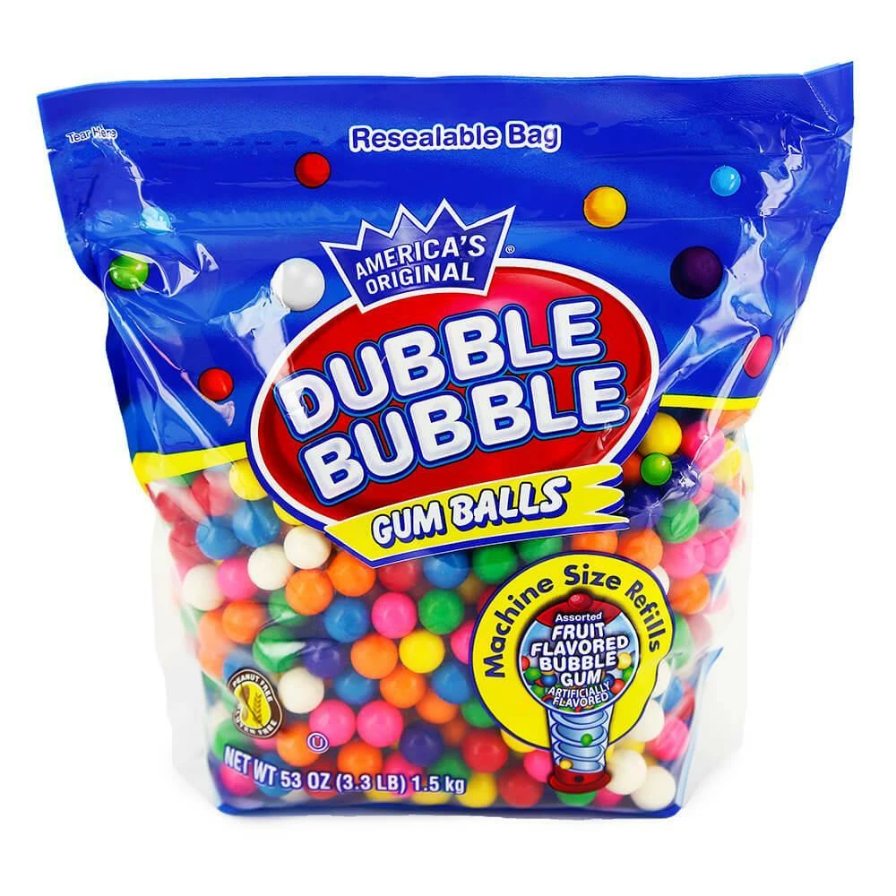 Dubble Bubble Assorted Colors 1/2-Inch Gumballs: 53-Ounce Bag 1 Dubble Bubble Assorted Colors 1/2-Inch Gumballs: 53-Ounce Bag