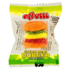 Efrutti Gummy Mini Cheese Burgers Candy - Sour: 60-Piece Box