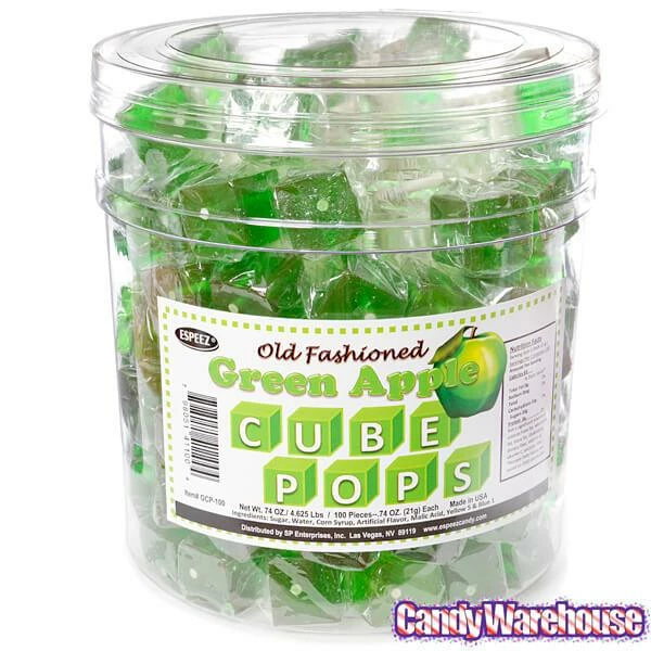 Espeez Cube Pops - Green Apple: 100-Piece Tub 2 Espeez Cube Pops - Green Apple: 100-Piece Tub - Image 2