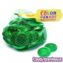 Green Foiled Milk Chocolate Coins: 1LB Bag 9 Green Foiled Milk Chocolate Coins: 1LB Bag -CANDY WAREHOUSE Sales green foiled milk chocolate coins 1lb bag candy warehouse 5