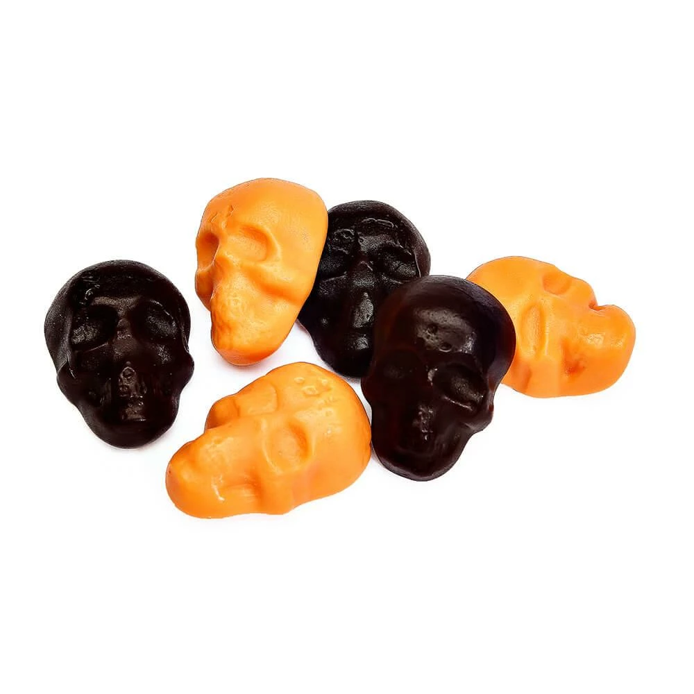 Gummy Skulls - Black And Orange: 5LB Bag 1 Gummy Skulls - Black And Orange: 5LB Bag