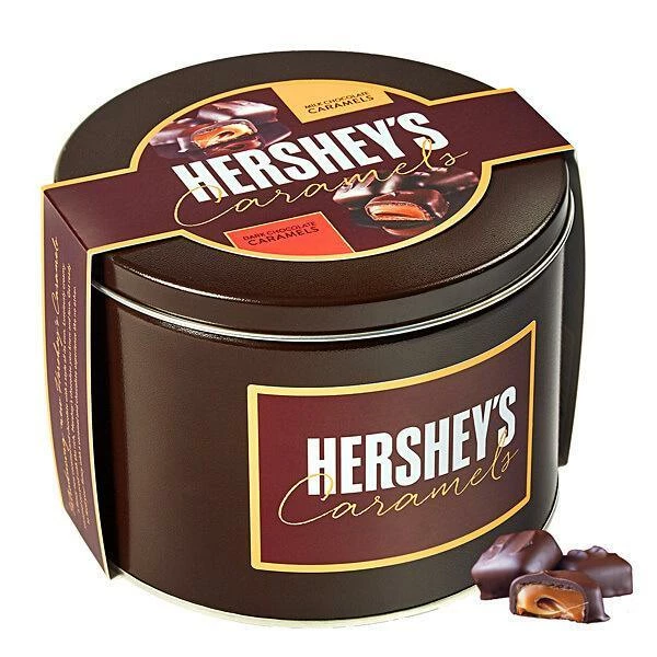 Hershey's Caramels - Milk And Dark Chocolate Caramel Candy: 2.5LB Gift Tin 1 Hershey's Caramels - Milk And Dark Chocolate Caramel Candy: 2.5LB Gift Tin