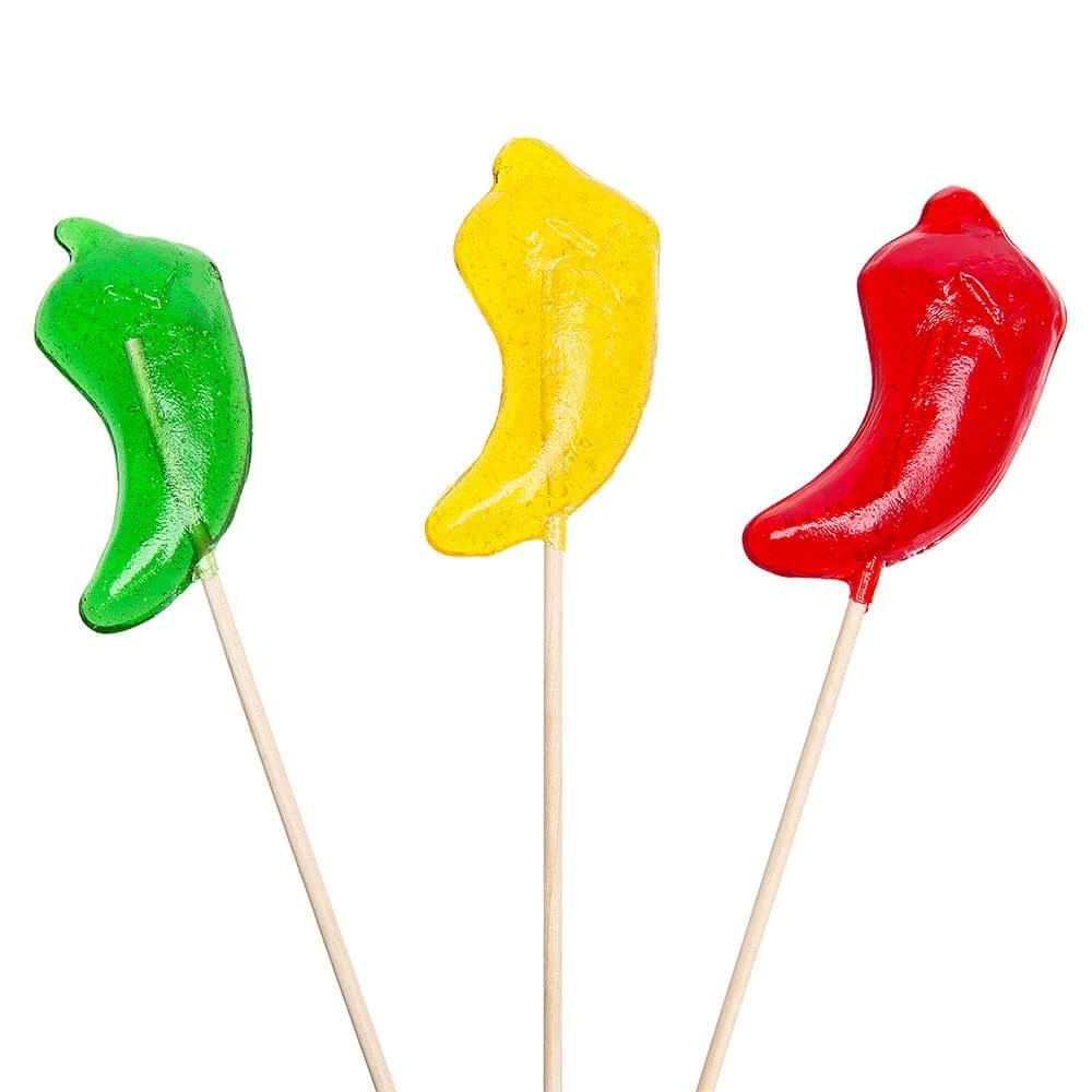 Hot Pepper Hard Candy Lollipops: 12-Piece Bag 1 Hot Pepper Hard Candy Lollipops: 12-Piece Bag