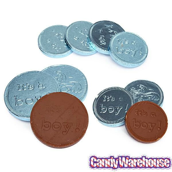 It's A Boy Foiled Chocolate Coins In Mesh Bags: 18-Piece Box 3 It's A Boy Foiled Chocolate Coins In Mesh Bags: 18-Piece Box - Image 3