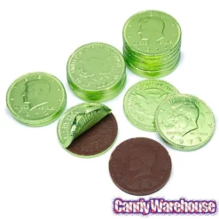 Kiwi Green Foiled Milk Chocolate Coins: 1LB Bag -CANDY WAREHOUSE Sales kiwi green foiled milk chocolate coins 1lb bag candy warehouse 4