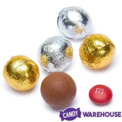 Madelaine Silver & Gold Foiled Milk Chocolate Balls: 5LB Bag -CANDY WAREHOUSE Sales madelaine silver and gold foiled milk chocolate balls 5lb bag candy warehouse 4