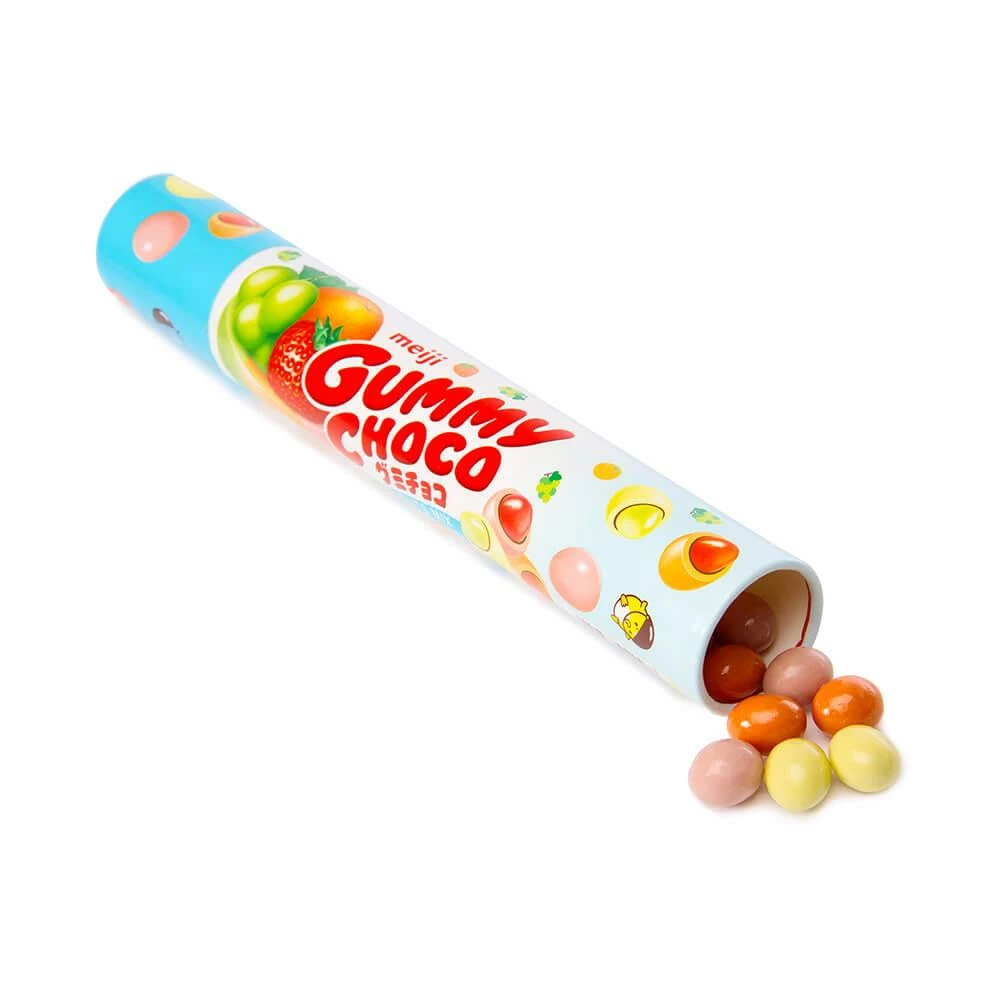 Meiji Chocolate Covered Gummy Fruits Candy: 50-Piece Tube 1 Meiji Chocolate Covered Gummy Fruits Candy: 50-Piece Tube