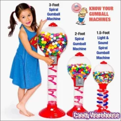Metal 3-Foot Spiral Gumball Machine With Gumballs -CANDY WAREHOUSE Sales metal 3 foot spiral gumball machine with gumballs candy warehouse 3