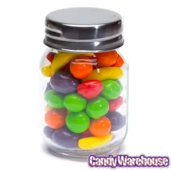 Mini Glass Favor Jars - 2.75-Ounce Mason Jar With Silver Top: 12-Piece Set -CANDY WAREHOUSE Sales mini glass favor jars 2 75 ounce mason jar with silver top 12 piece set candy warehouse 3