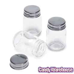 Mini Glass Favor Jars - 2.75-Ounce Mason Jar With Silver Top: 12-Piece Set -CANDY WAREHOUSE Sales mini glass favor jars 2 75 ounce mason jar with silver top 12 piece set candy warehouse 4