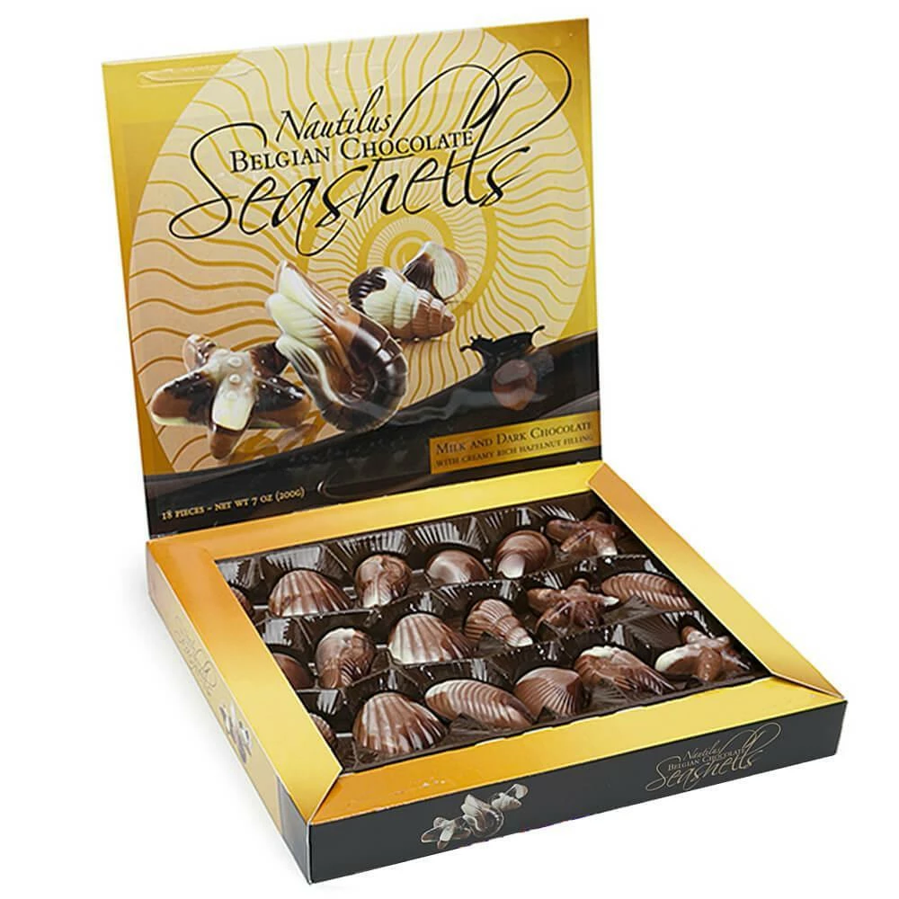 Nautilus Belgian Chocolate Seashells: 18-Piece Box 1 Nautilus Belgian Chocolate Seashells: 18-Piece Box