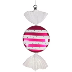 Pink And White Stripe Candy Ornament - 13 Inch