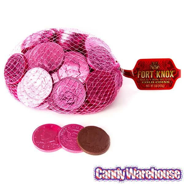 Pink Foiled Milk Chocolate Coins: 1LB Bag 2 Pink Foiled Milk Chocolate Coins: 1LB Bag - Image 2