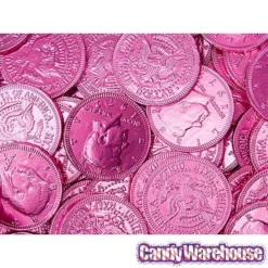 Pink Foiled Milk Chocolate Coins: 1LB Bag 5 Pink Foiled Milk Chocolate Coins: 1LB Bag -CANDY WAREHOUSE Sales pink foiled milk chocolate coins 1lb bag candy warehouse 3