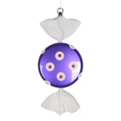 Purple And White Polka Dot Candy Ornament - 13 Inch