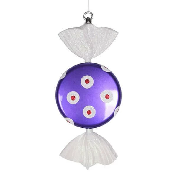 Purple And White Polka Dot Candy Ornament - 13 Inch 1 Purple And White Polka Dot Candy Ornament - 13 Inch