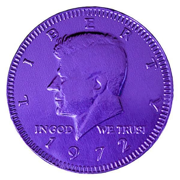 Purple Foiled Milk Chocolate Coins: 1LB Bag 1 Purple Foiled Milk Chocolate Coins: 1LB Bag