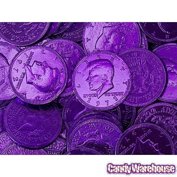 Purple Foiled Milk Chocolate Coins: 1LB Bag 2 Purple Foiled Milk Chocolate Coins: 1LB Bag - Image 2