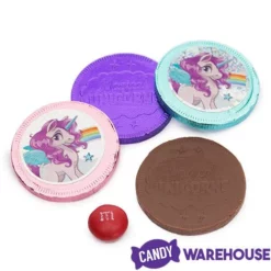 Rainbow Unicorn Foiled Milk Chocolate Coins In Mesh Bags: 18-Piece Box 9 Rainbow Unicorn Foiled Milk Chocolate Coins In Mesh Bags: 18-Piece Box -CANDY WAREHOUSE Sales rainbow unicorn foiled milk chocolate coins in mesh bags 18 piece box candy warehouse 5