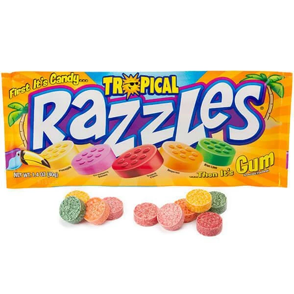 Razzles Candy Packs - Tropical: 24-Piece Box 1 Razzles Candy Packs - Tropical: 24-Piece Box