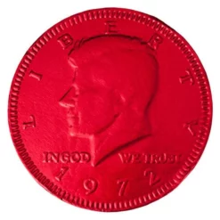Red Foiled Milk Chocolate Coins: 1LB Bag