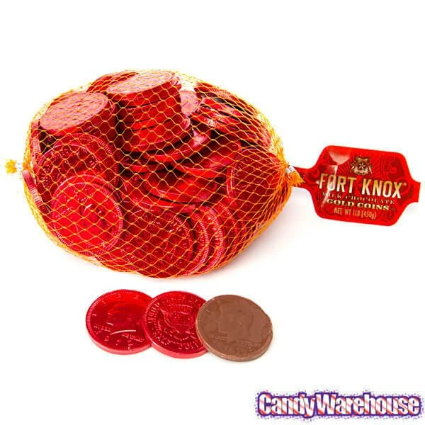 Red Foiled Milk Chocolate Coins: 1LB Bag 2 Red Foiled Milk Chocolate Coins: 1LB Bag - Image 2