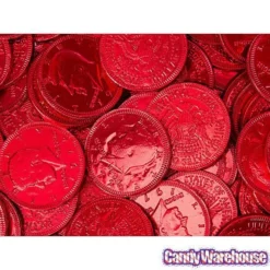 Red Foiled Milk Chocolate Coins: 1LB Bag 5 Red Foiled Milk Chocolate Coins: 1LB Bag -CANDY WAREHOUSE Sales red foiled milk chocolate coins 1lb bag candy warehouse 3