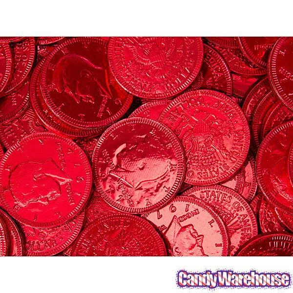 Red Foiled Milk Chocolate Coins: 1LB Bag 3 Red Foiled Milk Chocolate Coins: 1LB Bag - Image 3