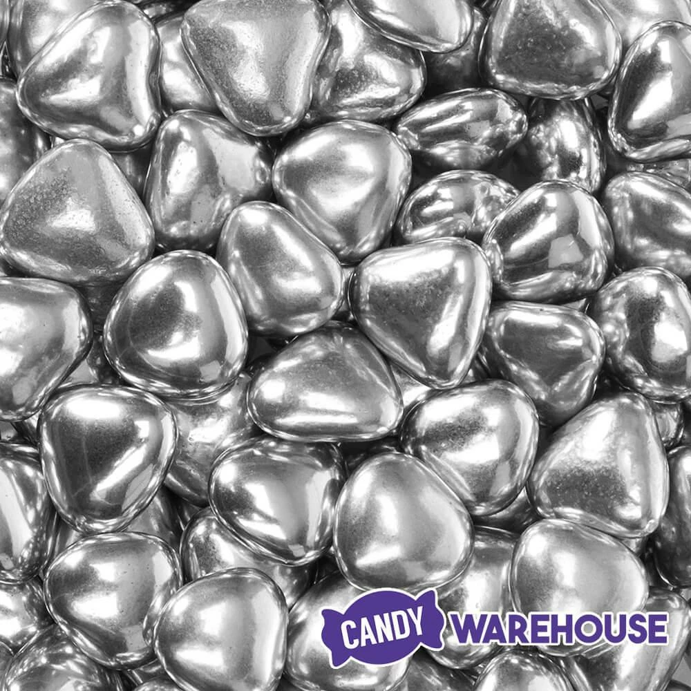 Silver Chocolate Hearts: 1LB Bag 2 Silver Chocolate Hearts: 1LB Bag - Image 2