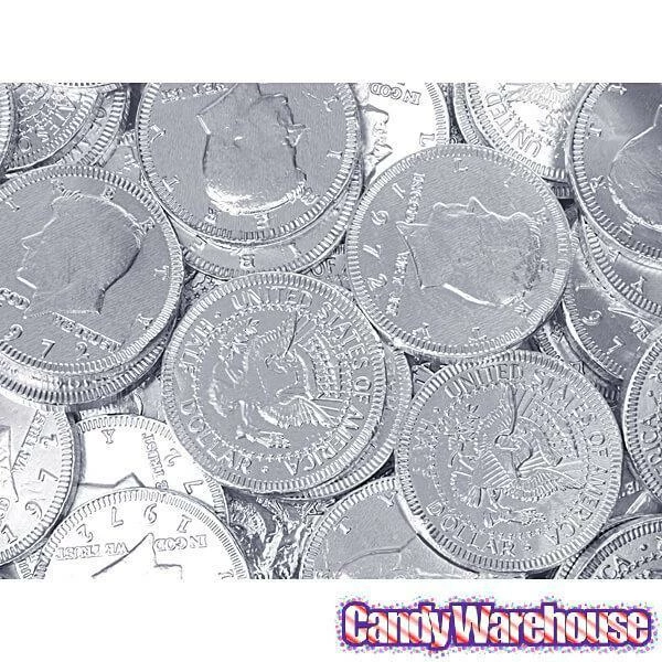 Silver Foiled Milk Chocolate Coins: 1LB Bag 2 Silver Foiled Milk Chocolate Coins: 1LB Bag - Image 2