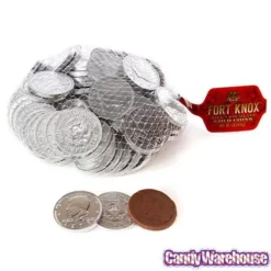 Silver Foiled Milk Chocolate Coins: 1LB Bag 5 Silver Foiled Milk Chocolate Coins: 1LB Bag -CANDY WAREHOUSE Sales silver foiled milk chocolate coins 1lb bag candy warehouse 3