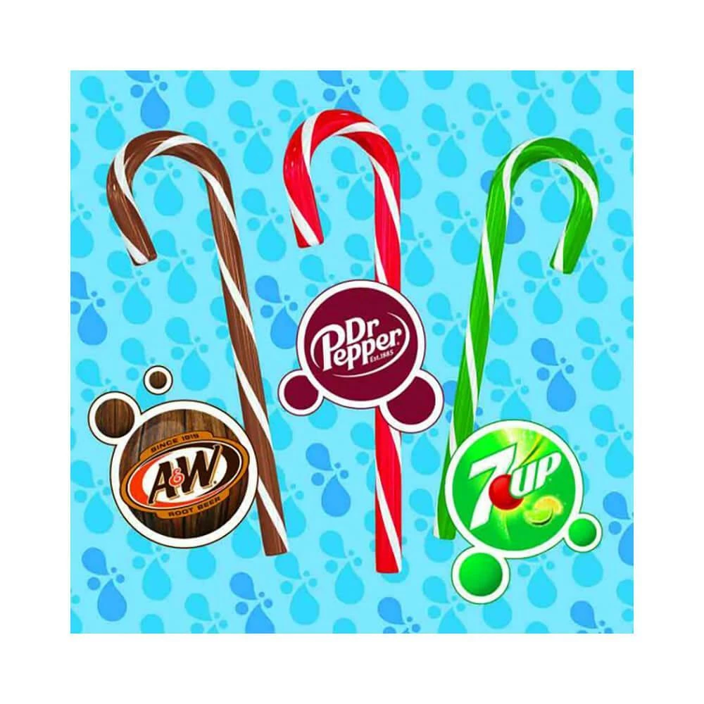 Soda Pop Candy Canes - Dr. Pepper, 7-Up, And A&W: 12-Piece Box 2 Soda Pop Candy Canes - Dr. Pepper, 7-Up, And A&W: 12-Piece Box - Image 2