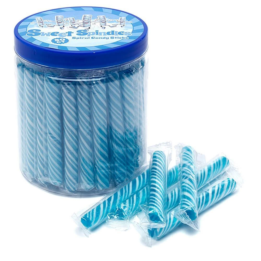 Sweet Spindles Mini Hard Candy Sticks - Blueberry: 50-Piece Jar 1 Sweet Spindles Mini Hard Candy Sticks - Blueberry: 50-Piece Jar