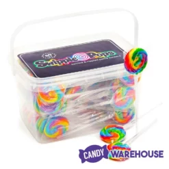Swipple Pops Petite Swirl Ripple Lollipops - Rainbow Cherry: 60-Piece Tub -CANDY WAREHOUSE Sales swipple pops petite swirl ripple lollipops rainbow cherry 60 piece tub candy warehouse 2